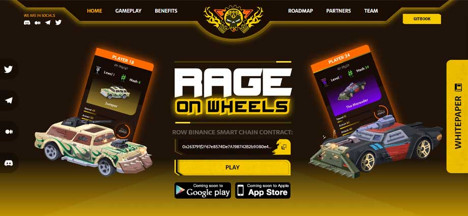 Rage on Wheels. $ROW is an #Play2Earn #metaverse game that combines the thrill of popular vehicular battle and crafting games.